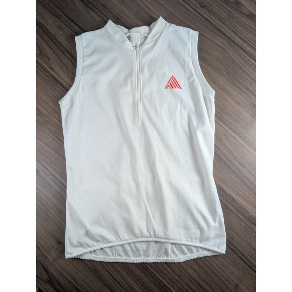 Vintage Cannondale Cycling Jersey Tank Top USA Made White 1/4 Zip Women's Large
